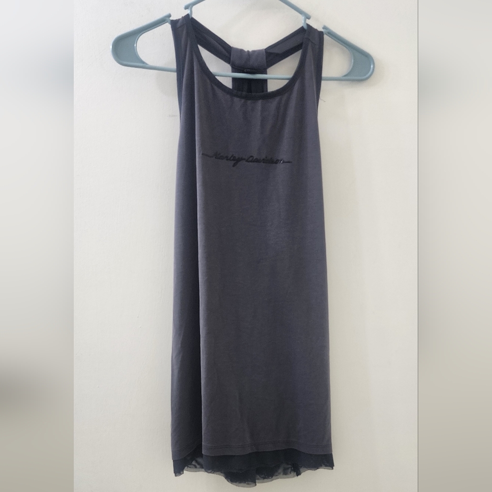 Harley Davidson Sleeveless Gray Tank Top, Size Medium.